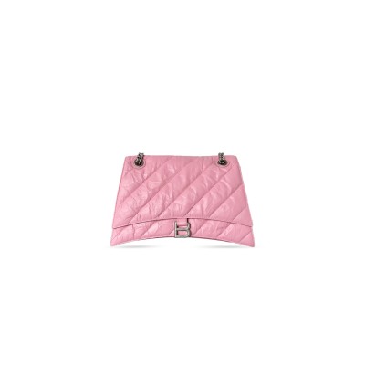 BALENCIAGA WOMEN'S CRUSH CHAIN BAG IN MEDIUM PINK 716393210J01906 (31*19.8*6.9cm)
